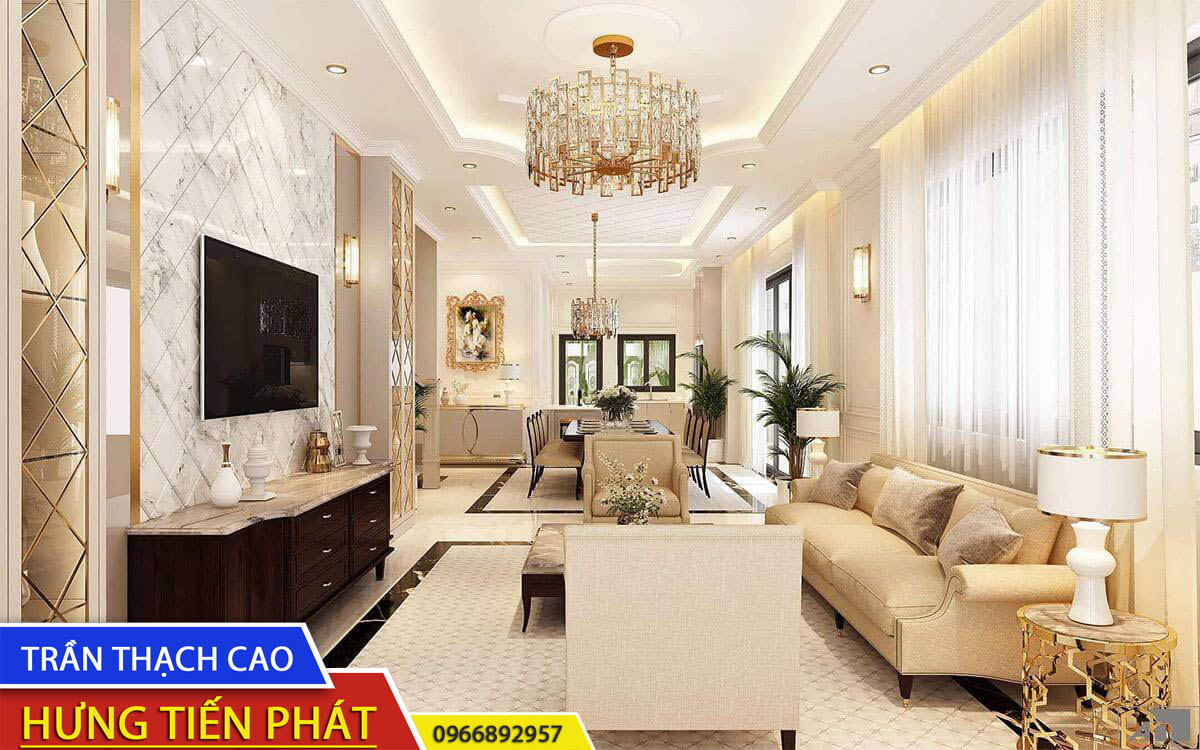 Mẫu thiết kế trần thạch cao cho villa, biệt thự đẹp mới nhất TPHCM 2024