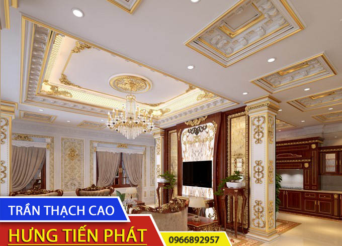Mẫu thiết kế trần thạch cao cho villa, biệt thự đẹp mới nhất TPHCM 2024